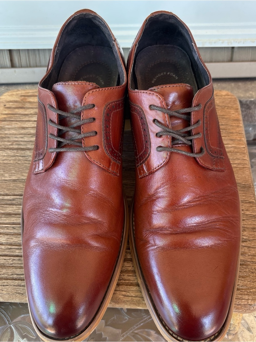 Adams Men's Cognac Brown Leather Lace-Up Oxfords 10.5 M